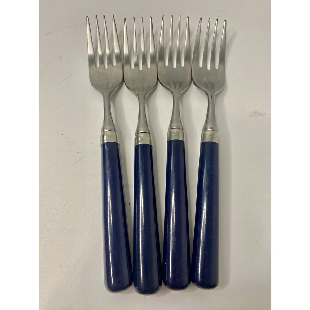 Stanley Roberts Spectrum Navy Blue Stainless 6 3/4" Salad Forks Lot Of 4 #2
